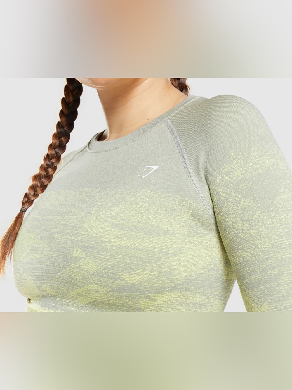 Gymshark Adapt Ombre Seamless Long Sleeve Top in Sage and Light Yellow Sz Small